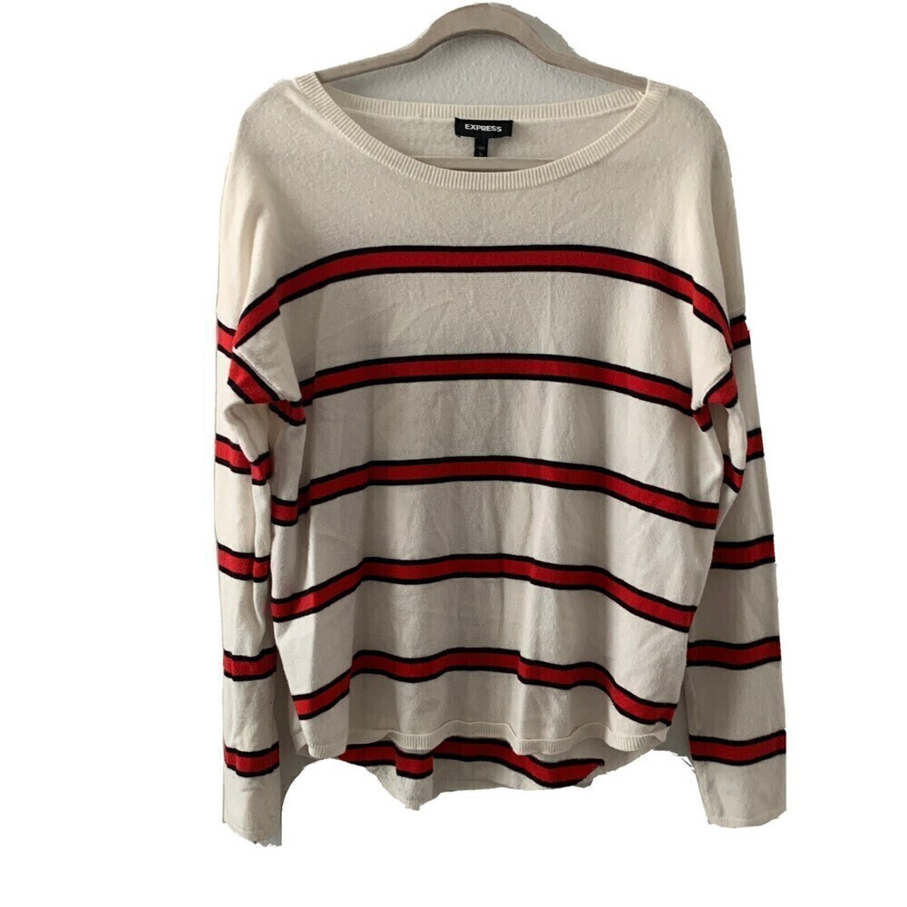 Express Womens Size Large Multicolor Stripe Pullover Crewneck Sweater